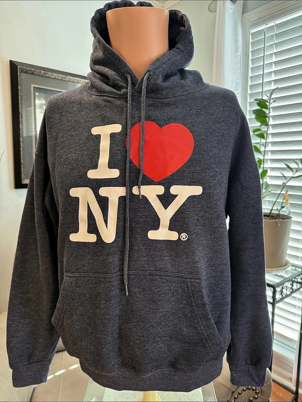I Love NY Graphic Hoodie Gray Size Small Like New